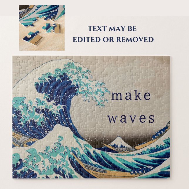Quebra-cabeça "Make Waves" Hokusai Vintage Arte Japonesa (This jigsaw puzzle features "The Great Wave off Kanagawa," beautiful vintage Asian art by Hokusai.)