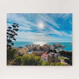 Quebra-cabeça Málaga, Espanha (olhando para a cidade e a costa)