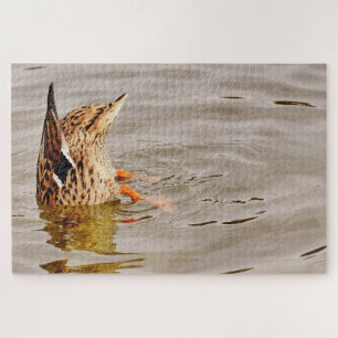 Quebra-cabeça Mallard Duck Alimentando-se debaixo de água