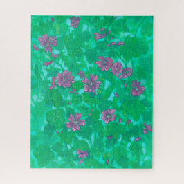 Quebra-cabeça Mallow Bloom, Malva Flores de Verão Pintura Floral