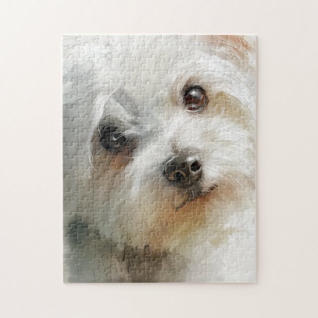 Quebra-cabeça Maltese dog watercolor portrait (Vertical)