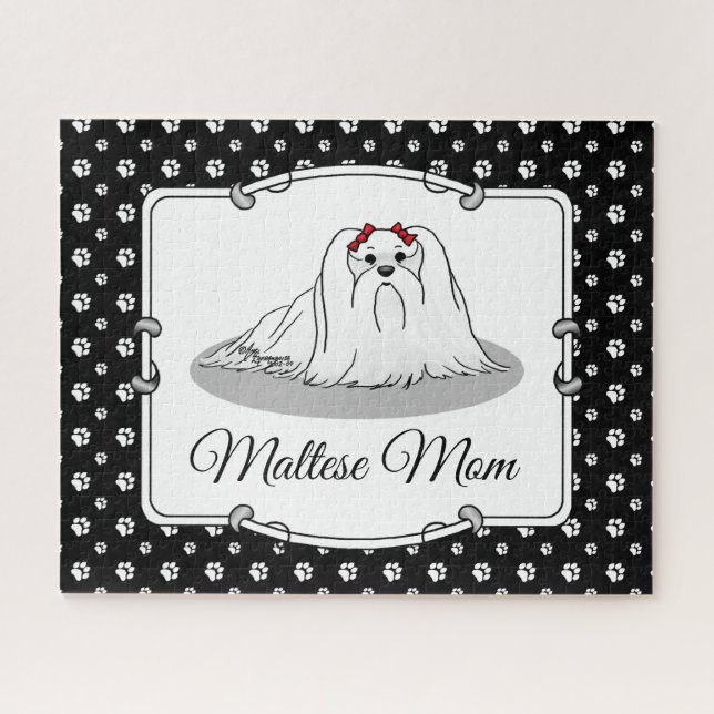 Quebra-cabeça Maltese Mom - Cute Dog Breed Mom Cartoon (Horizontal)