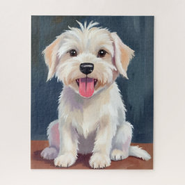 Quebra-cabeça Maltese Puppy White Dog Painting