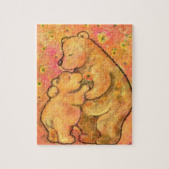 Quebra-cabeça Mamãe e Bebê Urso - Dia de as mães (Vertical)