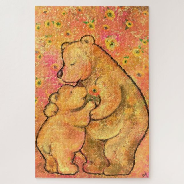 Quebra-cabeça Mamãe e Bebê Urso - Dia de as mães - (Vertical)