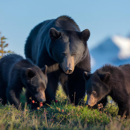 Quebra-cabeça Mamãe Urso Negro e Ursos Bebês