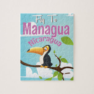 Quebra-cabeça Manágua, poster de viagens vintage da Nicarágua