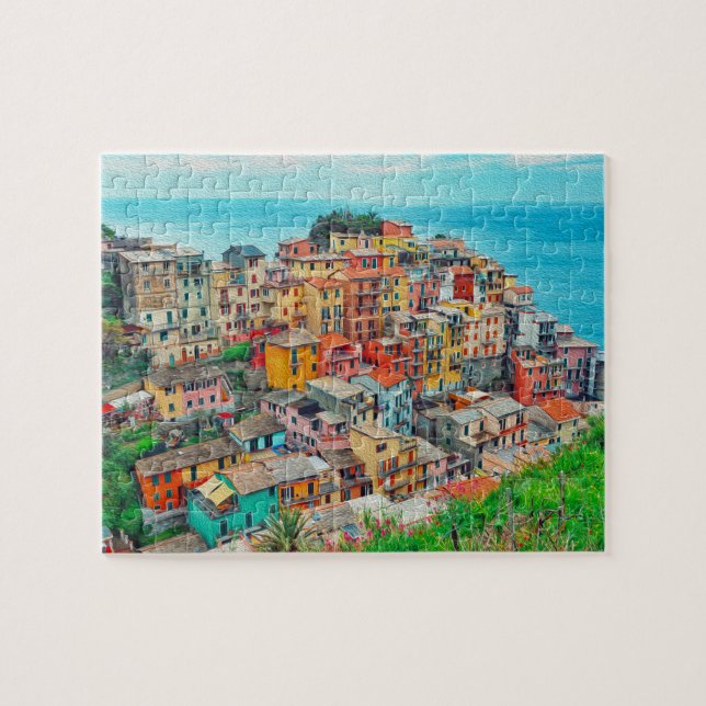Quebra-cabeça Manarola Cinque Terre Itália — Pintura Costeira (Horizontal)