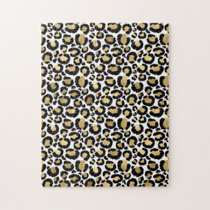 Quebra-cabeça Manchas de Leopardo Monocromáticas Elegantes Glam