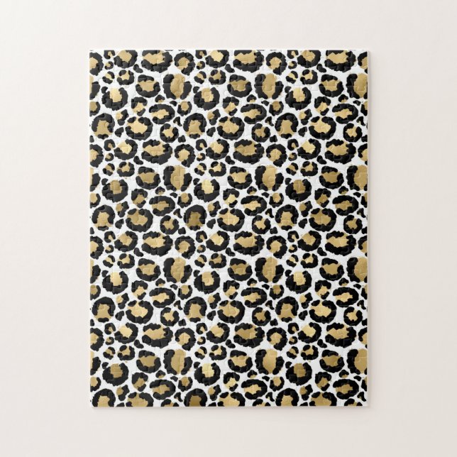 Quebra-cabeça Manchas de Leopardo Monocromáticas Elegantes Glam  (Vertical)