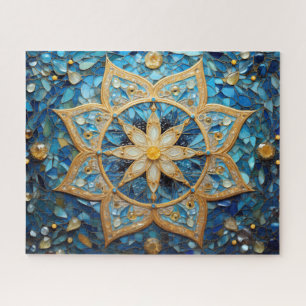 Quebra-cabeça Mandala Blue Dourado