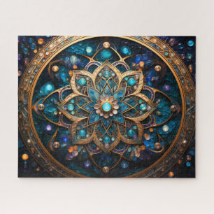 Quebra-cabeça Mandala Blue Dourado