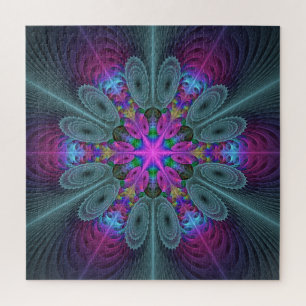 Quebra-cabeça Mandala Colorida Arte Espiritual Colorida Com Rosa