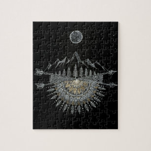 Quebra-cabeça Mandala da cordilheira da lua e do céu nocturno