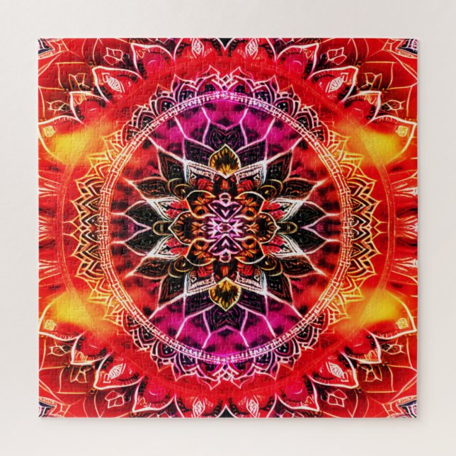 Quebra-cabeça Mandala Decorativa Vermelha (Vertical)