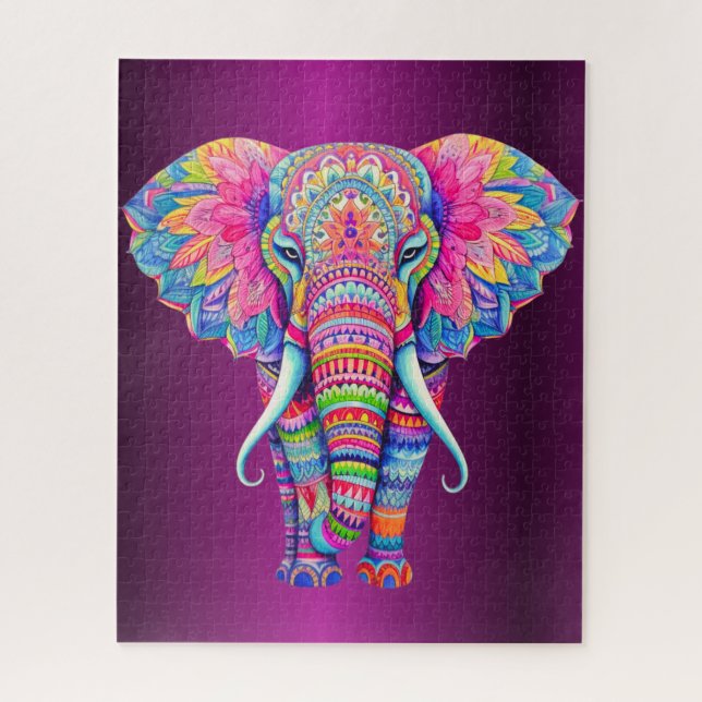 Quebra-cabeça Mandala Elephant | Boho Spirit Animal Gift (Vertical)