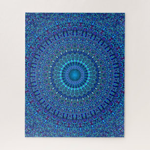 Quebra-cabeça Mandala espiritual azul do jardim