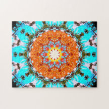 Mandala Estrela-Dada forma azul e alaranjada