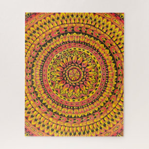 Quebra-cabeça Mandala Laranja Colorida Arte Original Difícil