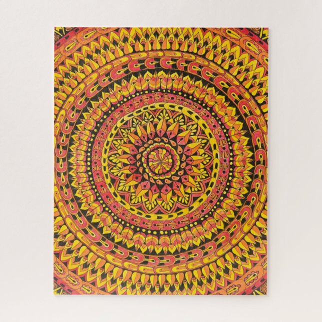 Quebra-cabeça Mandala Laranja Colorida Arte Original Difícil (Vertical)