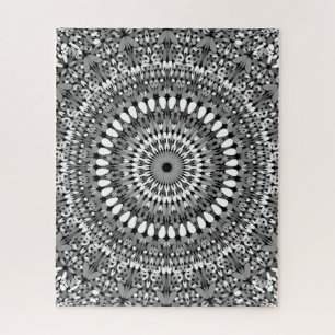 Quebra-cabeça Mandala ornamentado cinzenta do cascalho
