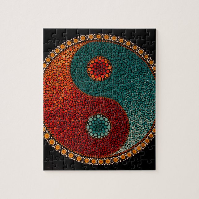 Quebra-cabeça Mandala pintado mão de Yin Yang (Vertical)