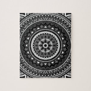 Quebra-cabeça Mandala preto e branco