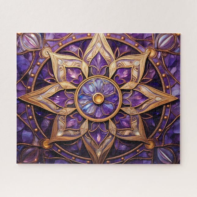 Quebra-cabeça Mandala Purple Dourado (Horizontal)
