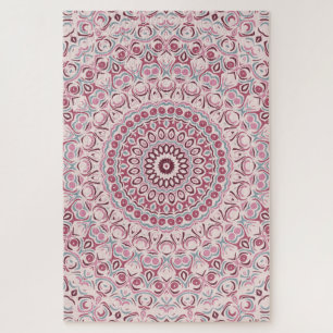 Quebra-cabeça Mandarim Rosa Antigo e Azul Design Kaleidoscópio