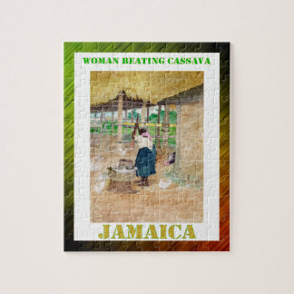 Quebra-cabeça Mandioca batendo da mulher jamaicana na fazenda