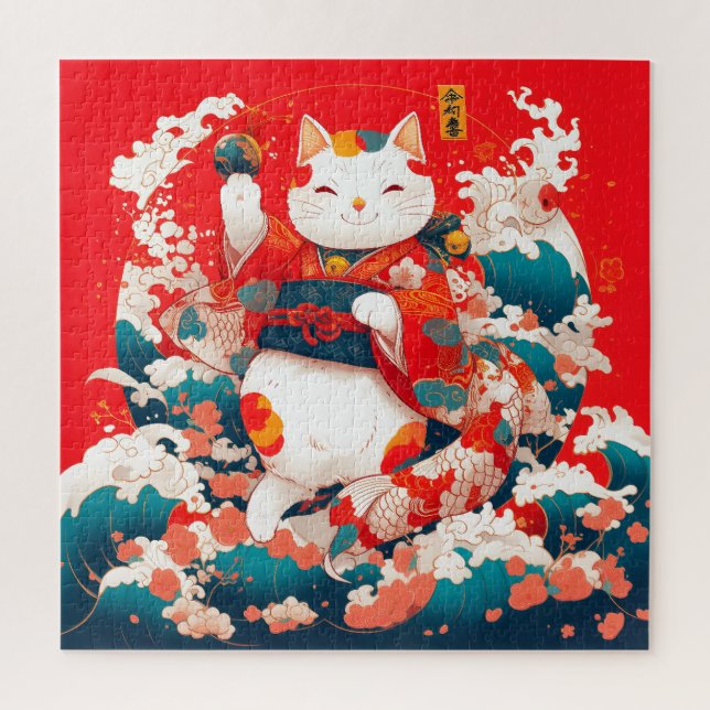 Quebra-cabeça Maneki-Neko, Gato Sortudo Japonês (Vertical)