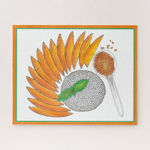 Quebra-cabeça Mango Sticky Rice Dessert Thai Comida Cuisine