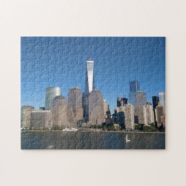 Quebra-cabeça Manhattan Skyline Freedom Tower Hudson River NYC (Horizontal)