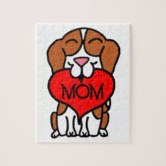 Quebra-cabeça Mão Desenhada Beagle Heart Mãe (Vertical)