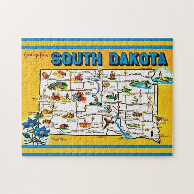 Quebra-cabeça Map of South Dakota 11x14 Jigsaw Puzzle (Horizontal)