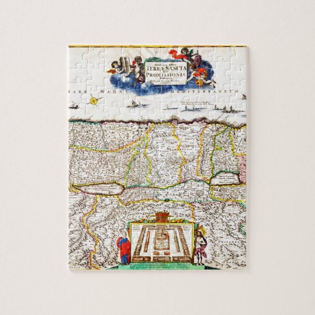 Quebra-cabeça Mapa 1720 de Funck da Terra Santa de Israel (Vertical)