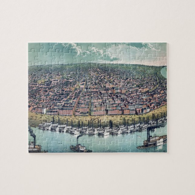 Quebra-cabeça Mapa Aéreo Antigo de Saint Louis, Missouri, 1859 (Horizontal)