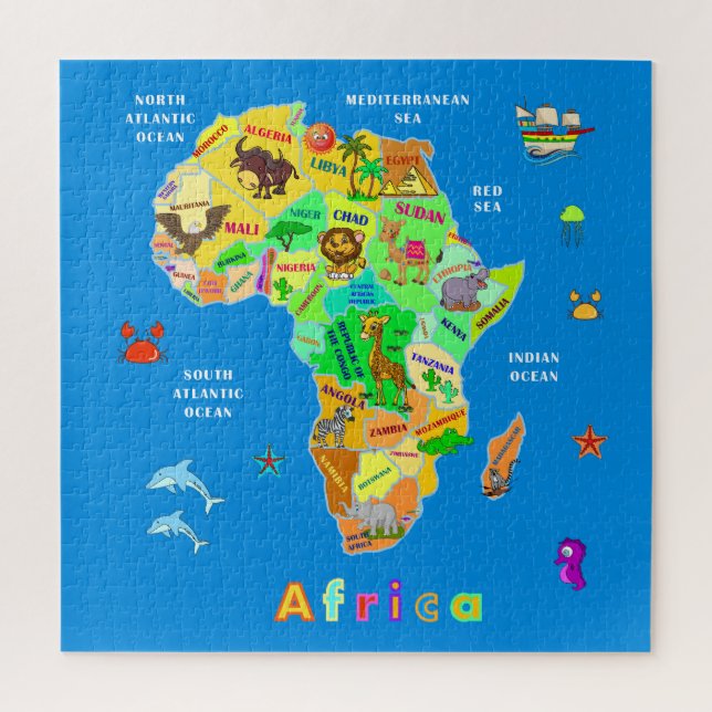 Quebra-cabeça Mapa Africano para Crianças (Vertical)