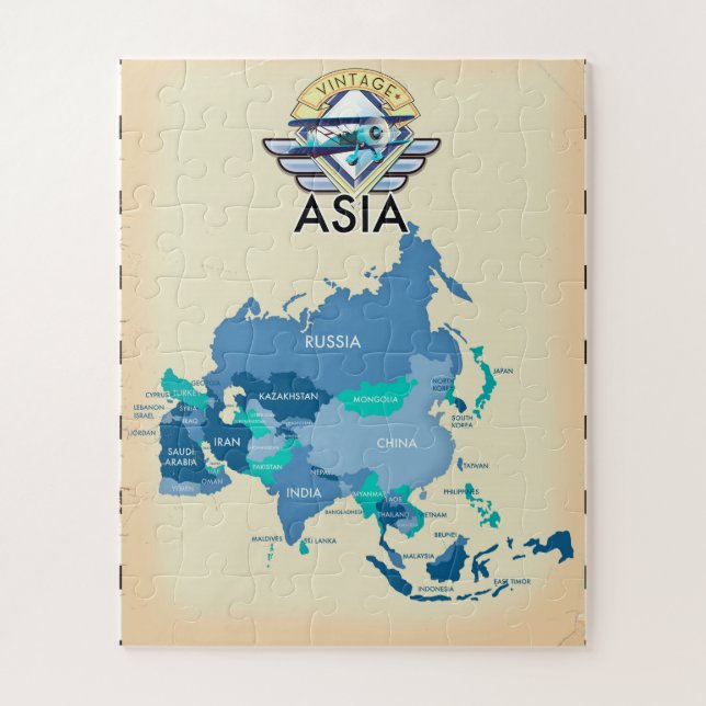 Quebra-cabeça Mapa Antigo da Ásia (Vertical)