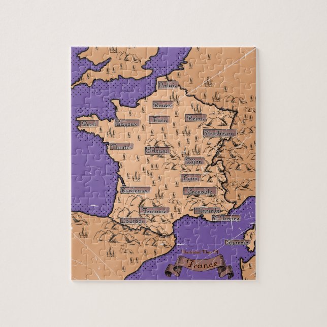 Quebra-cabeça Mapa Antigo da França (Vertical)