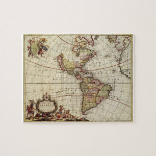 Quebra-cabeça Mapa Antigo das Américas por Johannes De Ram