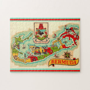 Quebra-cabeça Mapa antigo das Bermudas clássicas 11x14