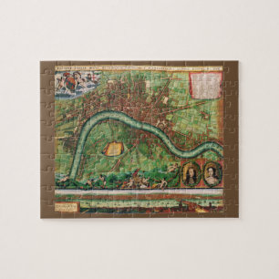 Quebra-cabeça Mapa Antigo das Ruas de Londres por Johannes de Ra
