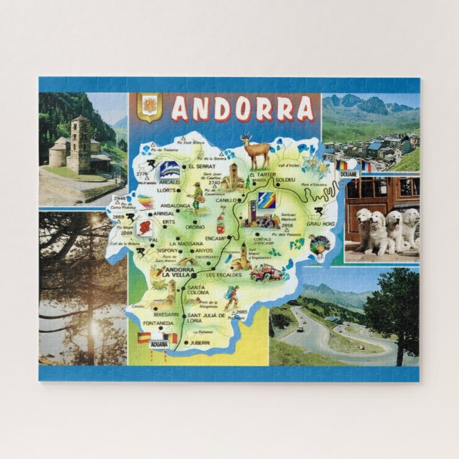 Quebra-cabeça Mapa Antigo de Andorra  (Horizontal)
