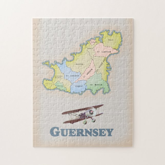 Quebra-cabeça Mapa antigo de Guernsey (Vertical)