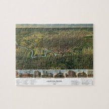 Mapa antigo de Houston, Texas com Rio Buffalo