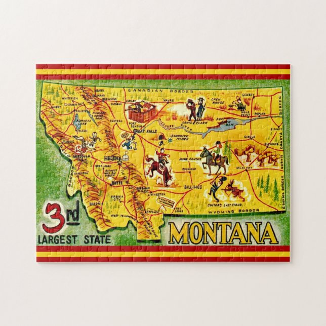 Quebra-cabeça Mapa Antigo de Montana 11x14 (Horizontal)