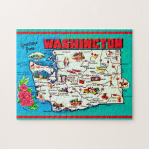 Mapa Antigo de Washington 11x14