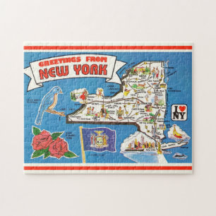Quebra-cabeça Mapa Antigo do Estado de Nova York 11x14
