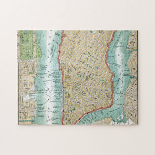 Quebra-cabeça Mapa antigo do Lower Manhattan e do Central Park
